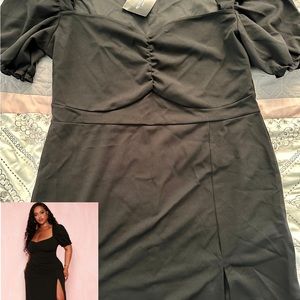 Black Midi Dress Plus Size PrettyLittleThing
